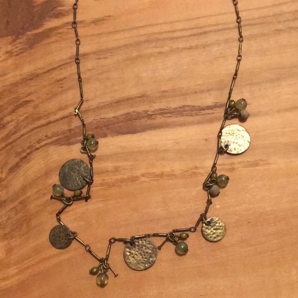Green and bronze beaded necklace